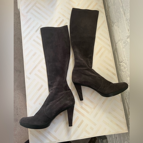 Stuart Weitzman Slate Gray Suede Boots - Picture 2 of 7
